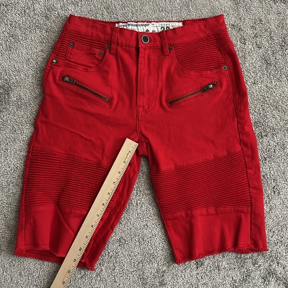 LRG Red Moto Biker Shorts – Size 28 True Straight Fit Zip Pockets - Picture 5 of 5